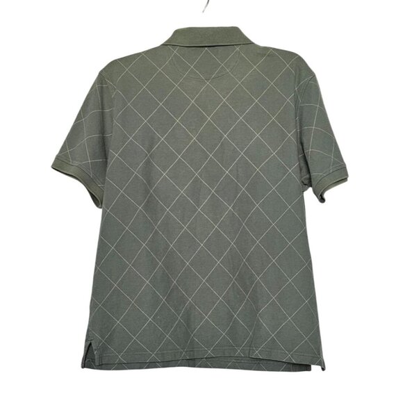 Roundtree & Yorke Green Argyle Pattern Polo Shirt L 100% Cotton - Picture 2 of 4